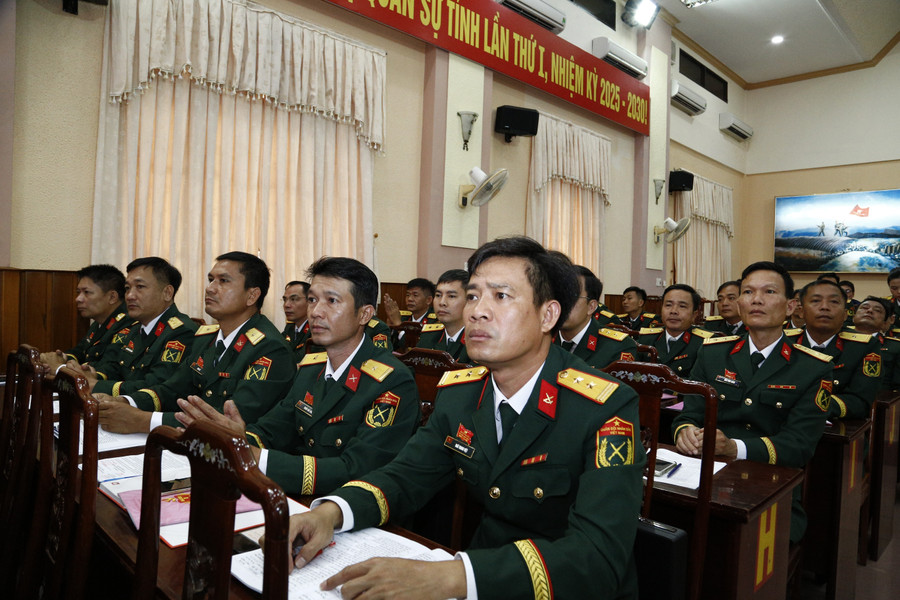 Các đại biểu dự Đại hội đại biểu Đảng bộ Quân sự tỉnh Gia Lai lần thứ I nhiệm kỳ 2025 - 2030. Ảnh: Thương Phúc mg-9599.jpg