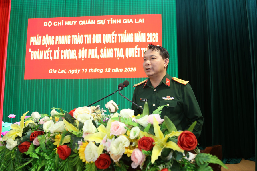 O Coronel Mai Kim Binh, Comissário Político do Comando Militar Provincial, lançou o movimento de emulação img-1523.jpg
