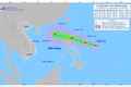 Bản đồ dự báo quỹ đạo và cường độ áp thấp nhiệt đới phát lúc 14h00 ngày 01/10/2025