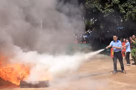 Các học sinh tham gia trải nghiệm tại buổi thực tập. Ảnh: Tuấn Anh