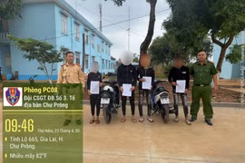 Xe máy tang vật trong vụ "bốc đầu" trên tỉnh lộ 665 bị Đội CSGT đường bộ số 3 lập biên bản và tịch thu theo quy định.