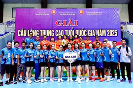 Đoàn Gia Lai đã giành được 8 huy chương đồng tại Giải Cầu lông trung-cao tuổi quốc gia 2025. Ảnh: Văn Cường