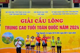 Gia Lai giành 3 huy chương ở Giải Cầu lông trung-cao tuổi toàn quốc