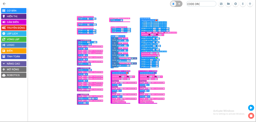 Đoạn code bằng phần mềm Ohstem được thực hiện bởi đội Paradise EDUVIET Gia Lai. Ảnh: NVCC Đoạn code bằng phần mềm Ohstem được thực hiện bởi đội Paradise EDUVIET Gia Lai. Ảnh: NVCC