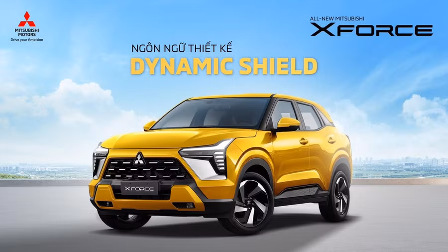 Mẫu xe Mitsubishi Xforce 2024 với ngôn ngữ thiết kế Dynamic Shield. Ảnh: Mitsubishi