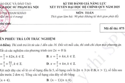 Trường ĐH Sư phạm Hà Nội công bố đề thi tham khảo SPT 2025