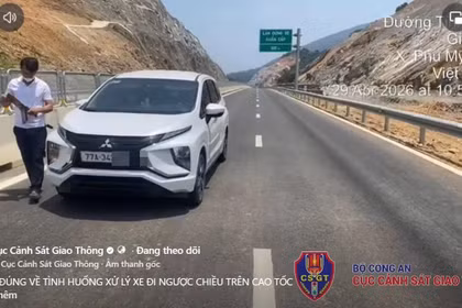 Xử lý một tài xế chạy ngược chiều trên cao tốc Hoài Nhơn - Quy Nhơn.