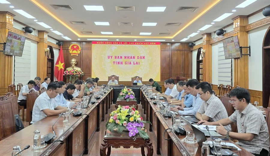 Quang cảnh cuộc họp tại điểm cầu tỉnh Gia Lai. Ảnh: Hồng Thương hoi-nghi-truc-tuyen-iuu.jpg