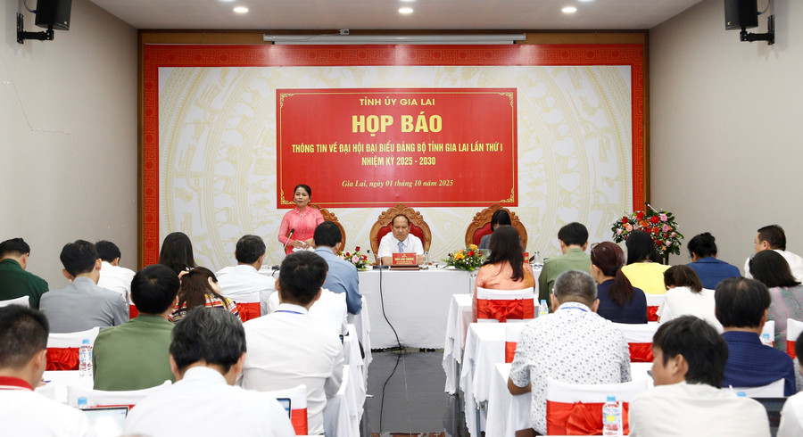 Quang cảnh buổi họp báo. hop-bao-dai-hoi-dai-bieu-dang-bo-tinh-gia-lai-lan-thu-i-nhiem-ky-2025-2030.jpg