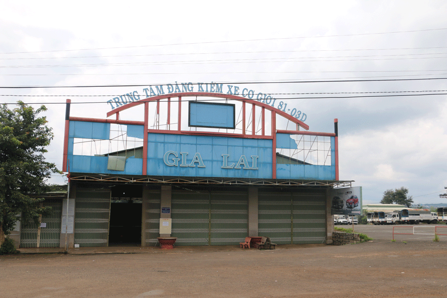 Trung tâm đăng kiểm xe cơ giới 81-03D bị dừng toàn bộ hoạt động. Ảnh: Q.T