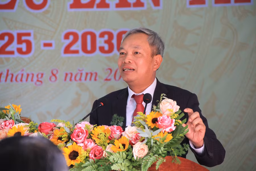 Đồng chí Đặng Vĩnh Sơn-Ủy viên Ban Thường vụ Tỉnh ủy, Trưởng Ban Nội chính Tỉnh ủy phát biểu chỉ đạo tại Đại hội. Ảnh: Hoàng Hoài