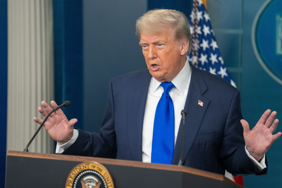 Tổng thống Mỹ Donald Trump trong cuộc họp báo tại Washington D.C. Ảnh: THX/TTXVN Tổng thống Mỹ Donald Trump trong cuộc họp báo tại Washington D.C. Ảnh: THX/TTXVN