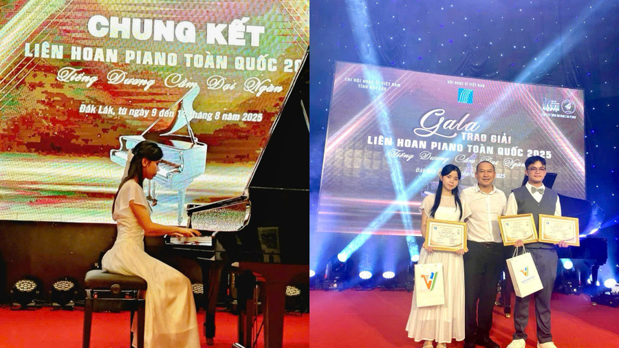 Em Nguyễn Trần Thảo Nguyên giành giải A hệ bán chuyên nghiệp tại Liên hoan Piano toàn quốc 2025 ở Đắk Lắk. Ảnh: NVCC z7023980836333-c2fbd32eb5ebff1dd1acad2dc10b9b77.jpg