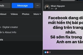 Facebook gặp lỗi hiển thị trên tài khoản