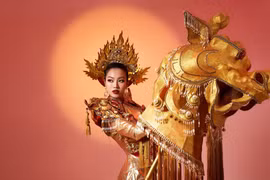 Miss Global 2023: Nhan sắc Việt trình diễn trang phục dân tộc 'Lưỡng nghê chầu'