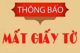 Thông báo mất giấy tờ