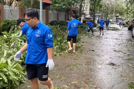 Thanh niên tình nguyện tham gia khắc phục hậu quả bão Yagi
