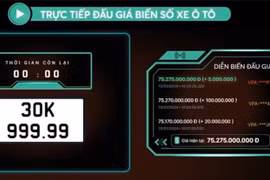 Biển số ngũ quý 9 của Hà Nội trúng đấu giá kỷ lục hơn 75 tỷ đồng