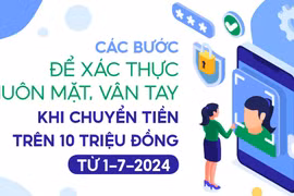 Các bước để xác thực khuôn mặt, vân tay khi chuyển tiền trên 10 triệu đồng từ 1-7