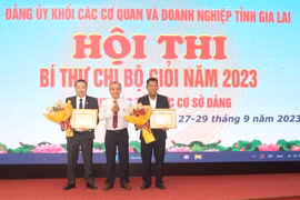 Gia Lai: Thí sinh Phạm Đình Thủy và Nguyễn Văn Linh đạt giải nhất Hội thi Bí thư Chi bộ giỏi