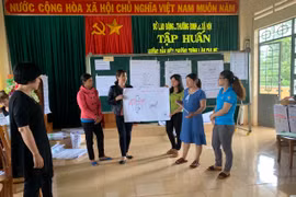 Lớp tập huấn chăm sóc trẻ em cho bố mẹ thuộc Dự án phát triển trẻ thơ toàn diện. Ảnh: H.D