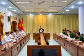 Ban Tổ chức Đại hội Thi đua Quyết thắng lực lượng vũ trang tỉnh lần thứ XVIII-giai đoạn 2019-2024 tổ chức phiên họp để thống nhất công tác chuẩn bị cho Đại hội. Ảnh Hà Duy