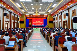 Quang cảnh hội nghị sơ kết 3 năm thực hiện Chương trình MTQG xây dựng nông thôn mới. Ảnh Hà Duy