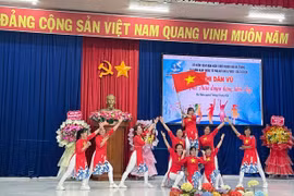 Phần thi dân vũ của Hội LHPN xã Chư A Thai tại hội thi. Ảnh: Vũ Chi