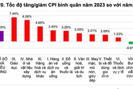 CPI bình quân cả nước năm 2023 tăng 3,25% so với năm 2022