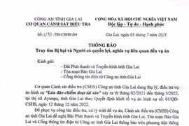 Thông báo tìm bị hại và người có quyền lợi, nghĩa vụ liên quan