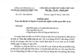 Thông báo tìm bị hại và người có quyền lợi, nghĩa vụ liên quan