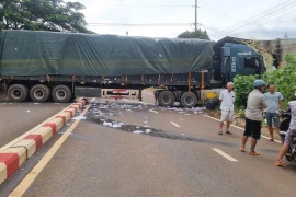 Pleiku: Xe đầu kéo lao vào nhà dân trên đường Nguyễn Văn Cừ 