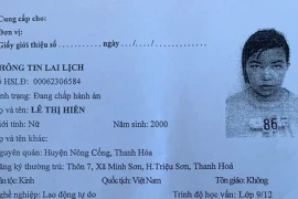 Phiếu tiếp nhận thông tin phạm nhân. 