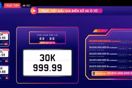 Đấu giá lại, biển số 30K-999.99 được trả hơn 30 tỷ đồng