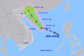 Áp thấp nhiệt đới giật cấp 9 vào vùng biển quần đảo Hoàng Sa