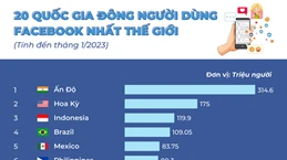 [Infographics] Việt Nam vào top 20 nước đông người dùng Facebook nhất