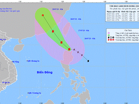 Bão Doksuri di chuyển theo hướng Tây Bắc, giật trên cấp 17