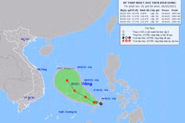 Áp thấp nhiệt đới cách đảo Song Tử Tây khoảng 430km