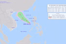 Áp thấp nhiệt đới trên biển Đông giật cấp 8, di chuyển hướng Tây Bắc