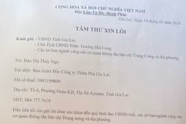 Tâm thư được cho là của bà Đào Thị Thúy Nga người đại diện Ban Giám đốc công ty TNHH Nông nghiệp Thiên Phú Gia Lai