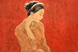 Độc đáo tranh phụ nữ Việt với áo dài