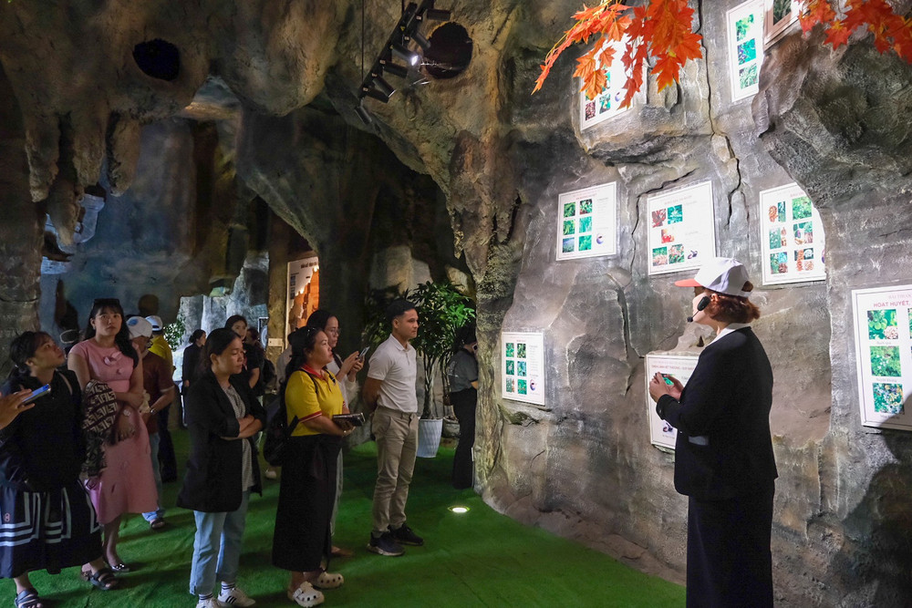 Đoàn Famtrip tìm hiểu thế giới dược liệu trong lòng hang nhân tạo tại Trường Sinh Group. Ảnh: Hoàng Ngọc dscf6420.jpg