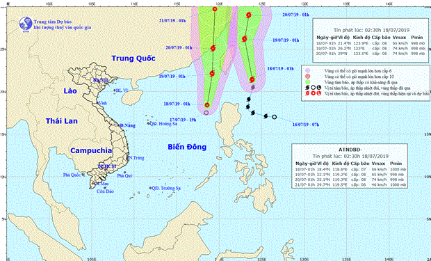  Vị trí và đường đi của bão và áp thấp nhiệt đới. (Nguồn: Trung tâm Dự báo Khí tượng Thủy văn Quốc gia)