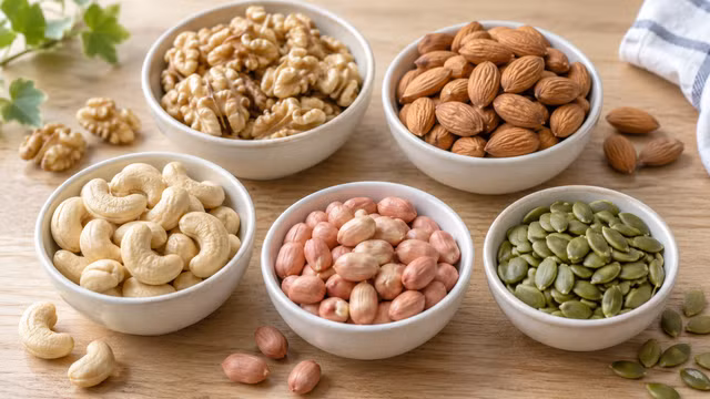 Hạt là thực phẩm lành mạnh, chứa nhiều chất béo không bão hòa, protein, chất xơ, vitamin E. ẢNH MINH HỌA: C.ANH TẠO BỞI GPT