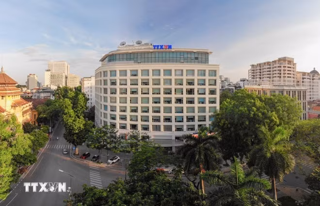 Tòa nhà trụ sở Thông tấn xã Việt Nam tại số 5 Lý Thường Kiệt, Hà Nội. (Ảnh: Phạm Tuấn Anh/TTXVN)