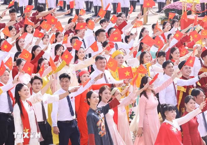 Khối Văn hóa, Thể thao diễu hành Kỷ niệm 80 năm Quốc khánh 2/9. (Ảnh: Thống Nhất/TTXVN)