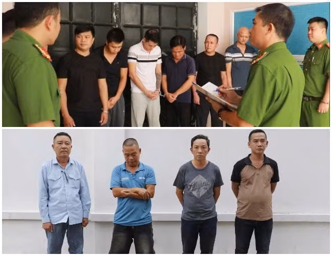 Các đối tượng tại cơ quan Công an.