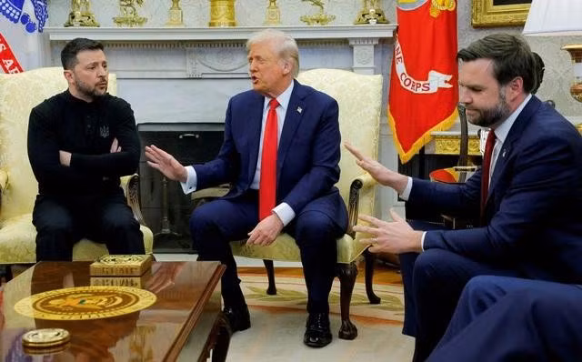 Tổng thống Ukraine Volodymyr Zelensky tranh luận với Tổng thống Mỹ Donald Trump và Phó tổng thống Mỹ JD Vance tại Nhà Trắng ngày 28.2