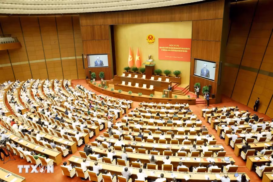 Hội nghị quán triệt, triển khai thực hiện Nghị quyết của Bộ Chính trị về triển khai đường lối đối ngoại Đại hội XIV của Đảng. (Ảnh: Phương Hoa/TTXVN)