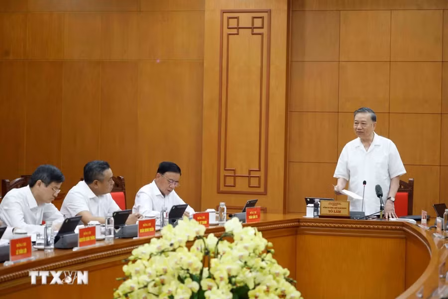 Tổng Bí thư, Chủ tịch nước Tô Lâm phát biểu chỉ đạo. (Ảnh: Thống Nhất/TTXVN)